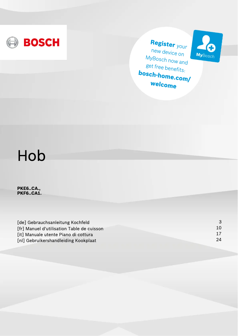 Page n°1 - Manuel utilisateur Bosch PKE645CA1E