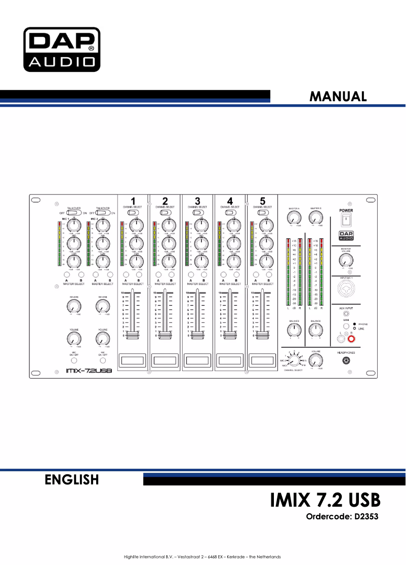 Page 1 de la notice Manuel utilisateur DAP-Audio IMIX-7.2 USB