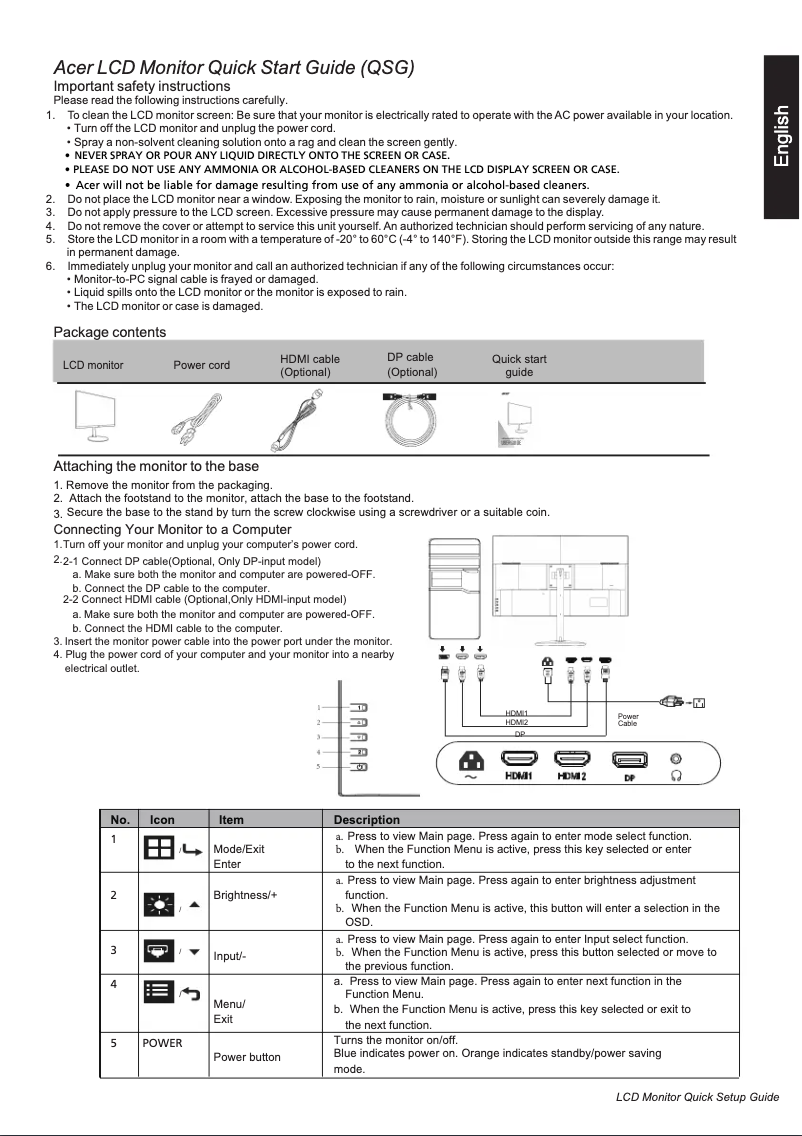 Page n°1 - Manuel utilisateur Acer XV320QULM