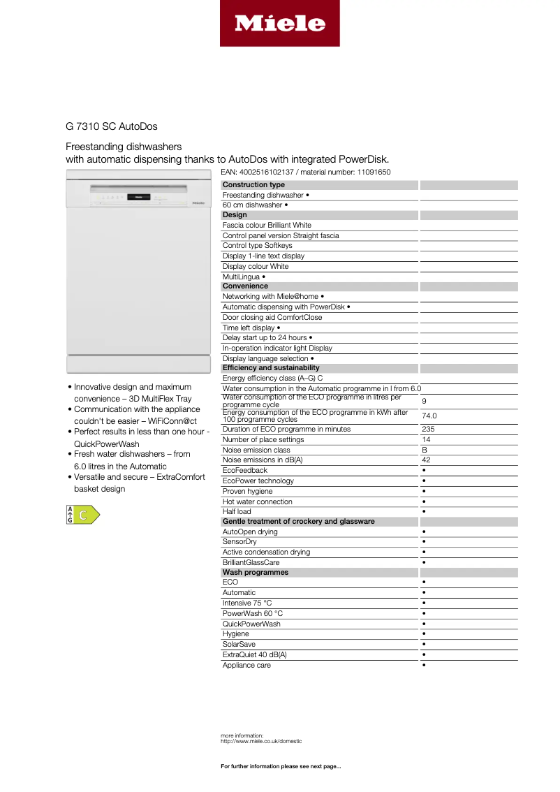Image de la première page du manuel de l'appareil G 7310 SC AutoDos