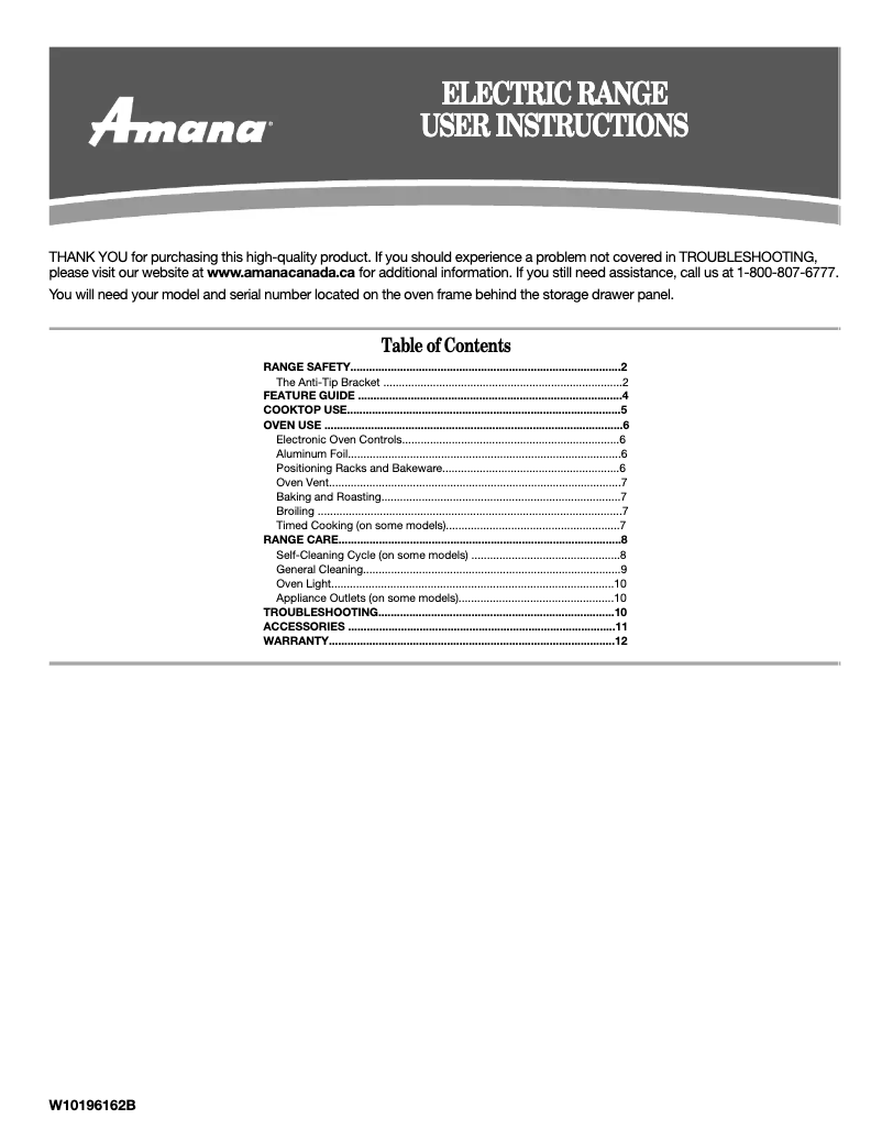 Page n°1 - Manuel utilisateur Amana AER5844VCW