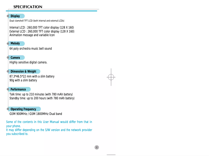 Page n°1 - Manuel utilisateur Pantech G900