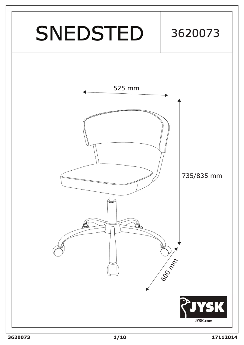 Página 1 del manual Manual de usuario JYSK Snedstad