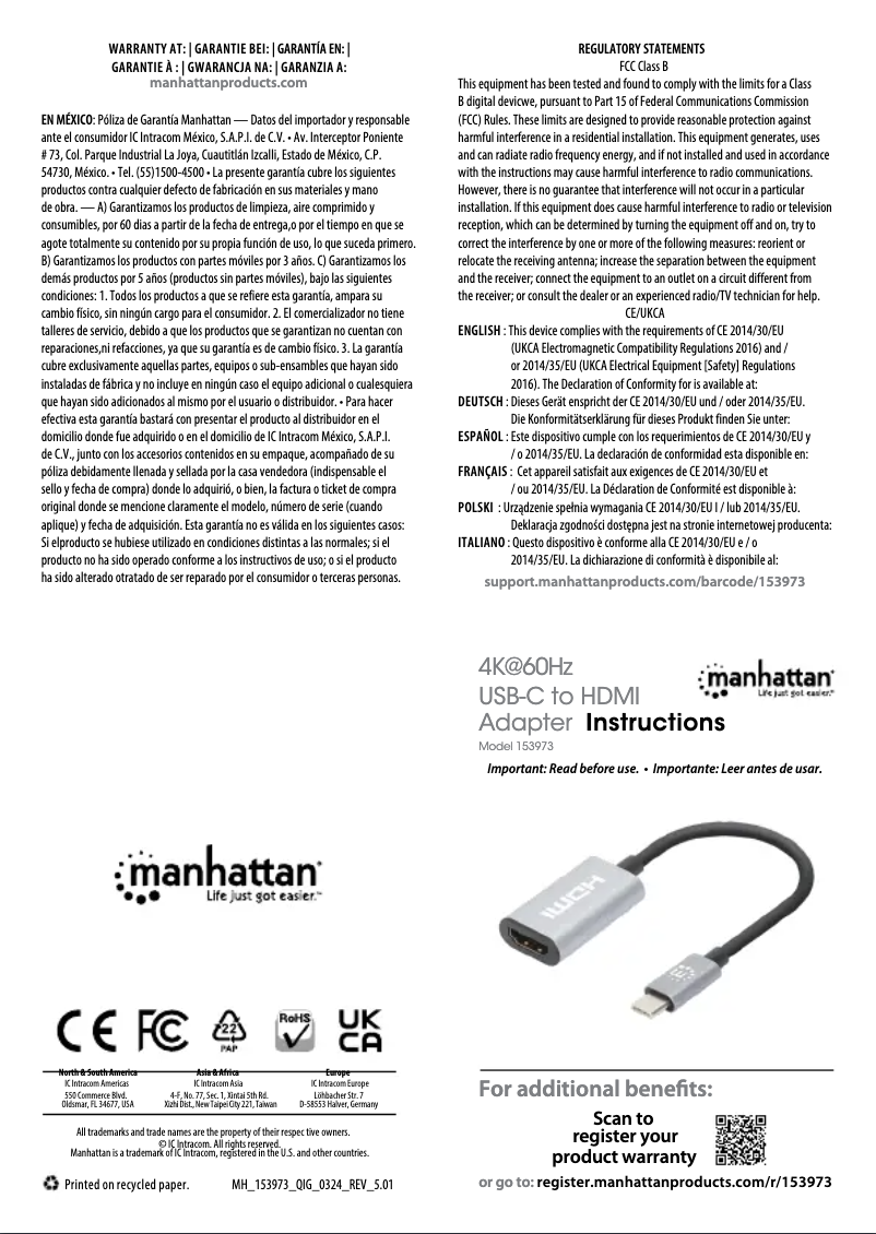 Image de la première page du manuel de l'appareil 153973