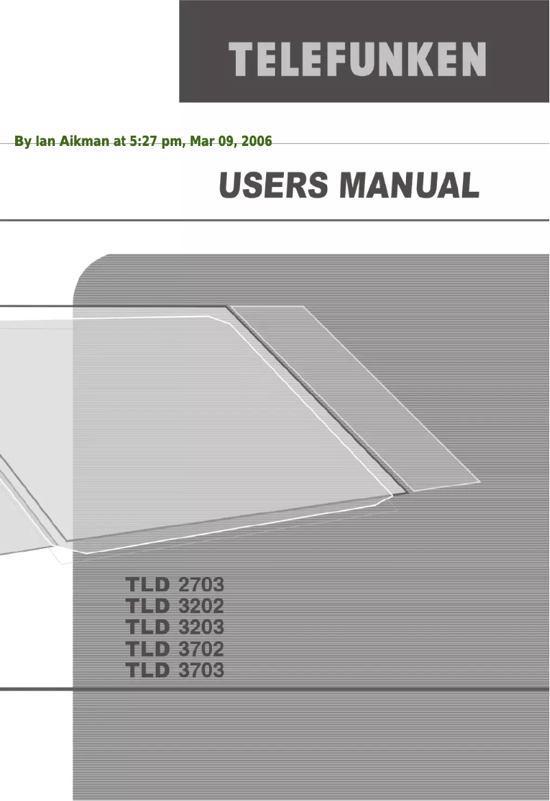 Page n°1 - Manuel utilisateur Telefunken TLD 3703