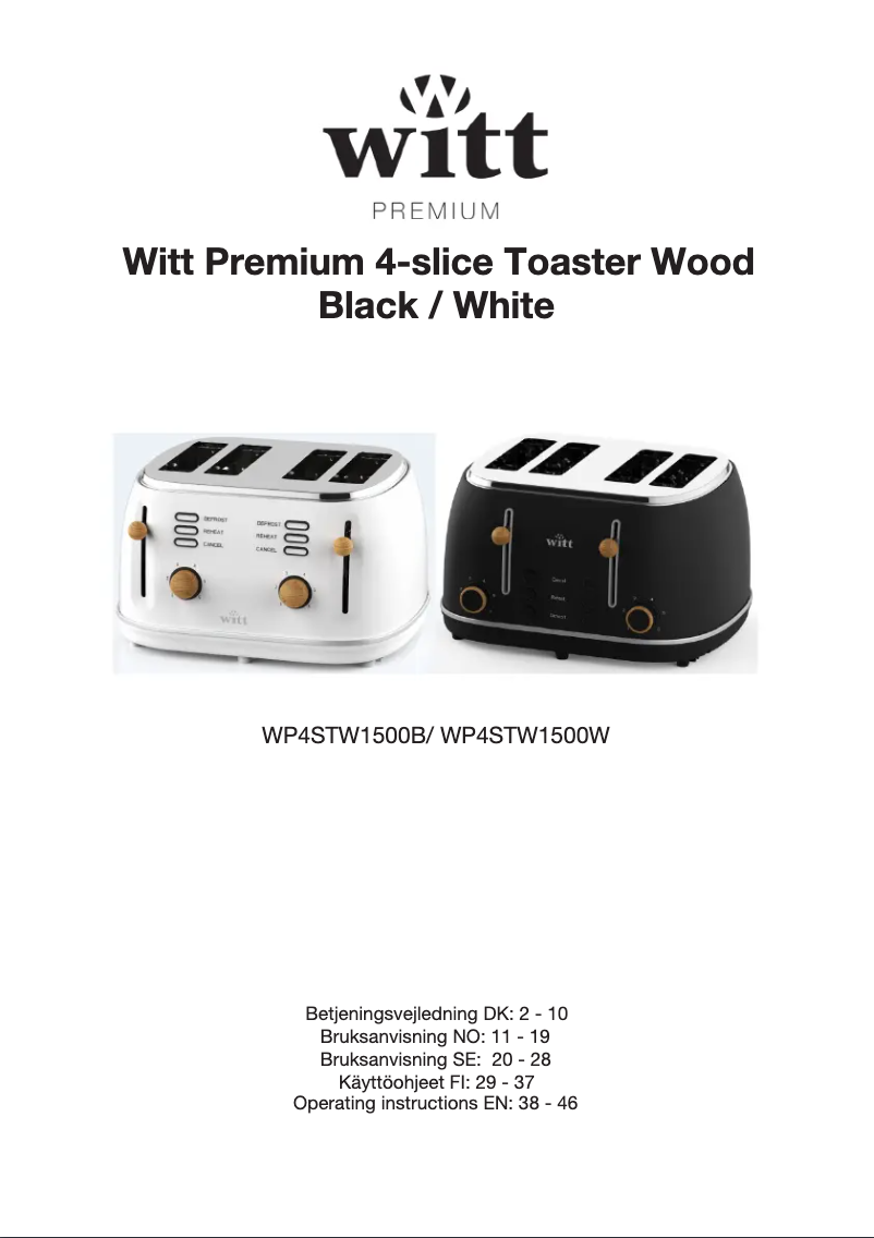 Page n°1 - Manuel utilisateur Witt WP4STW1500W