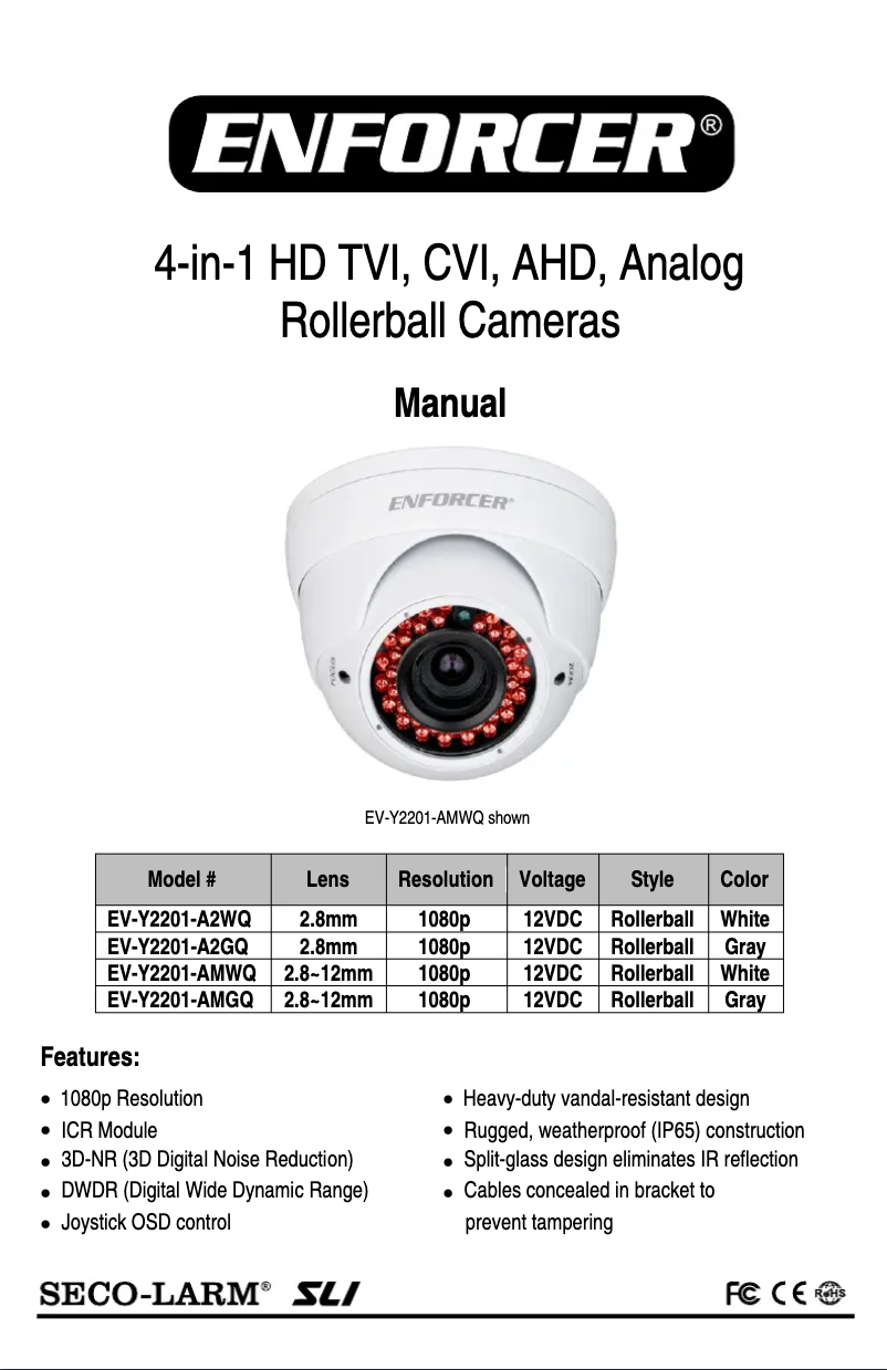 Page 1 de la notice Manuel utilisateur Seco-Larm Enforcer EV-Y2201-A2WQ