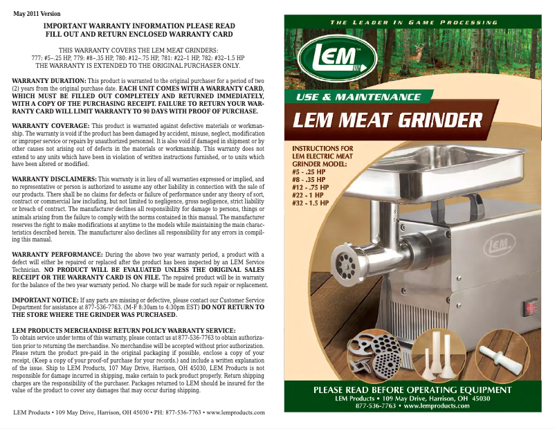 Page n°1 - Manuel utilisateur LEM 780