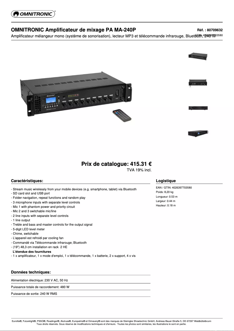 Image de la première page du manuel de l'appareil MA-240P