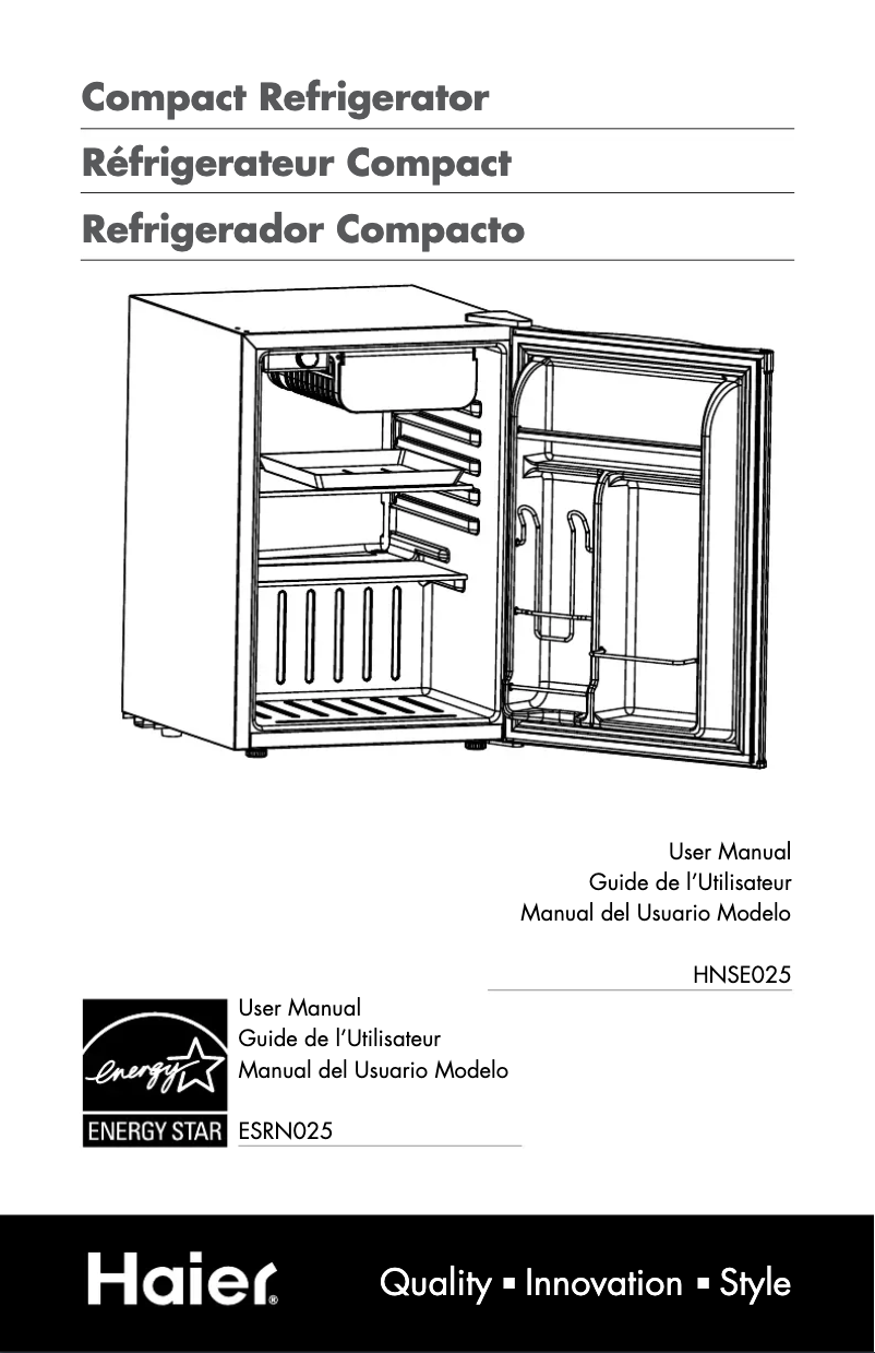 Page 1 de la notice Manuel utilisateur Haier HNSE025BB