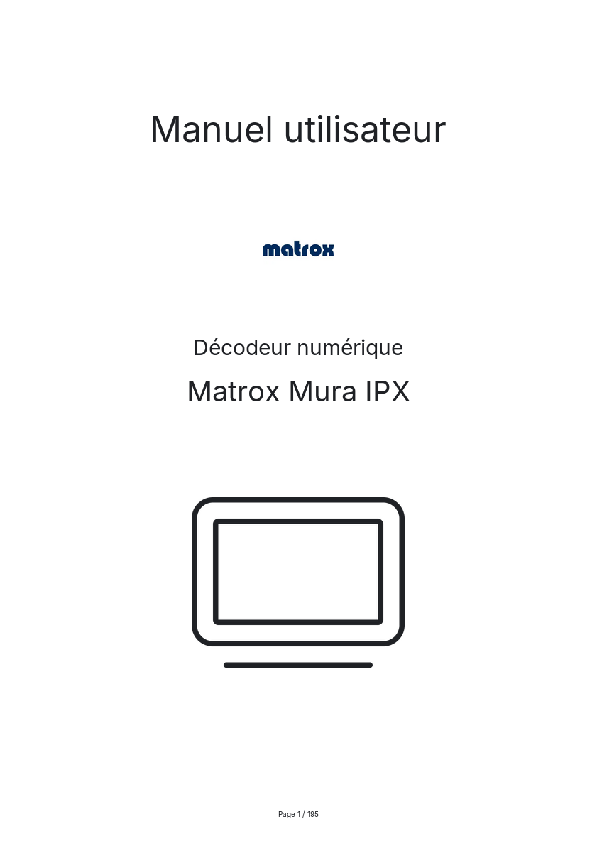 Page n°1 - Manuel utilisateur Matrox Mura IPX