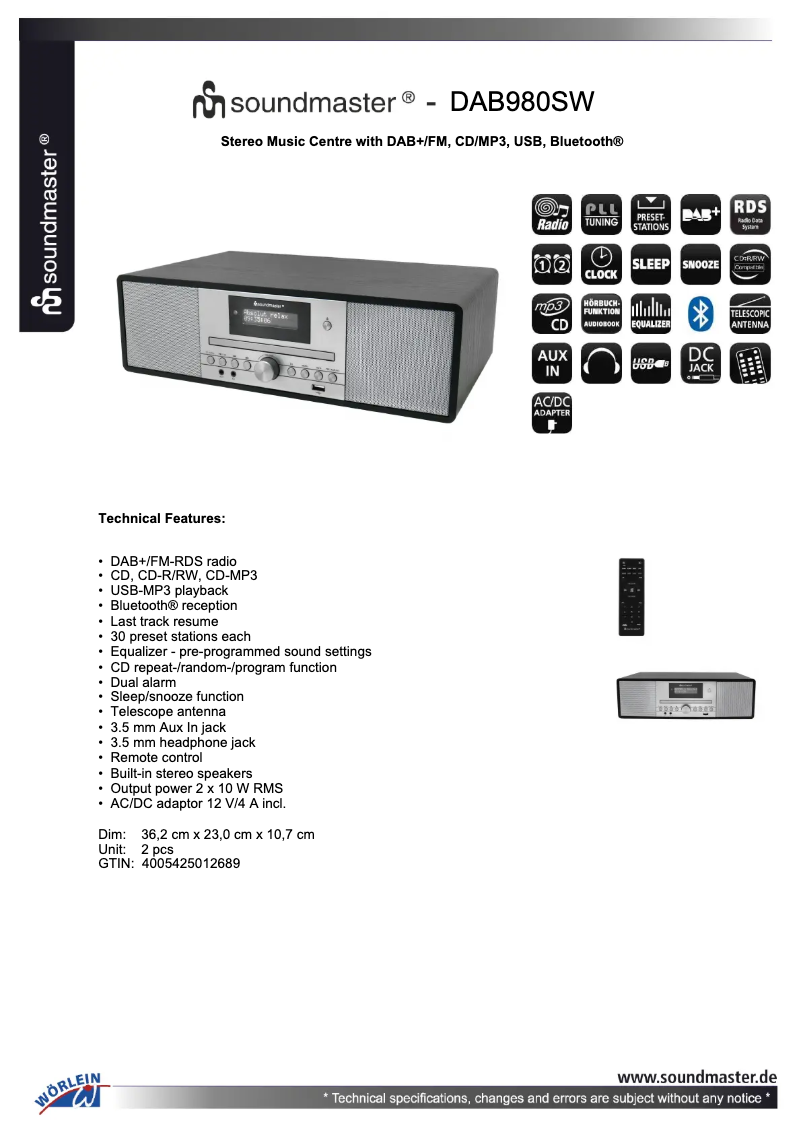 Image de la première page du manuel de l'appareil DAB980