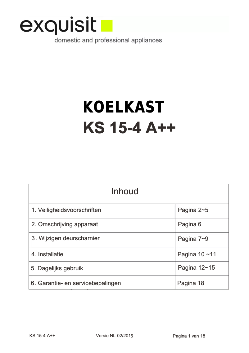Image de la première page du manuel de l'appareil KS 15-4 A++