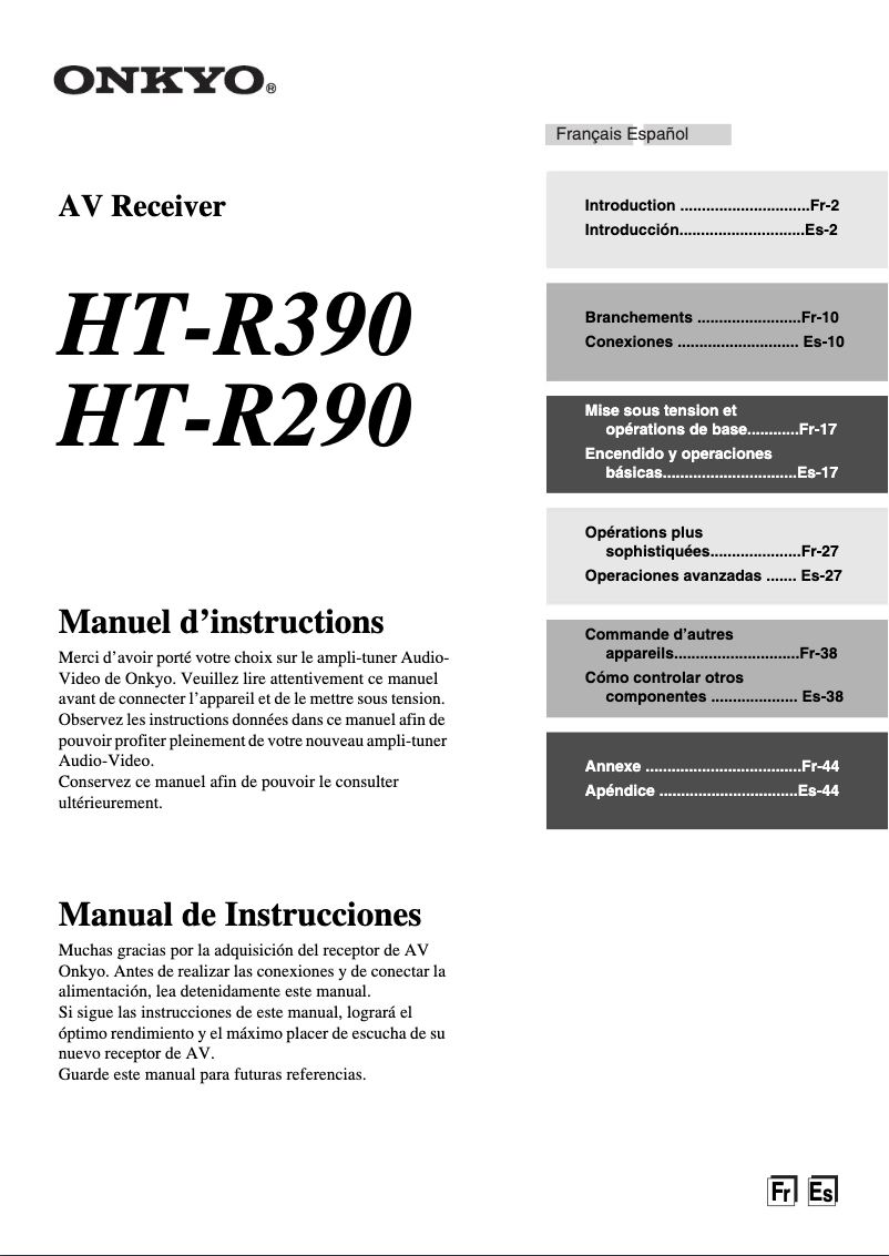 Page 1 de la notice Manuel utilisateur Onkyo HT-S3405