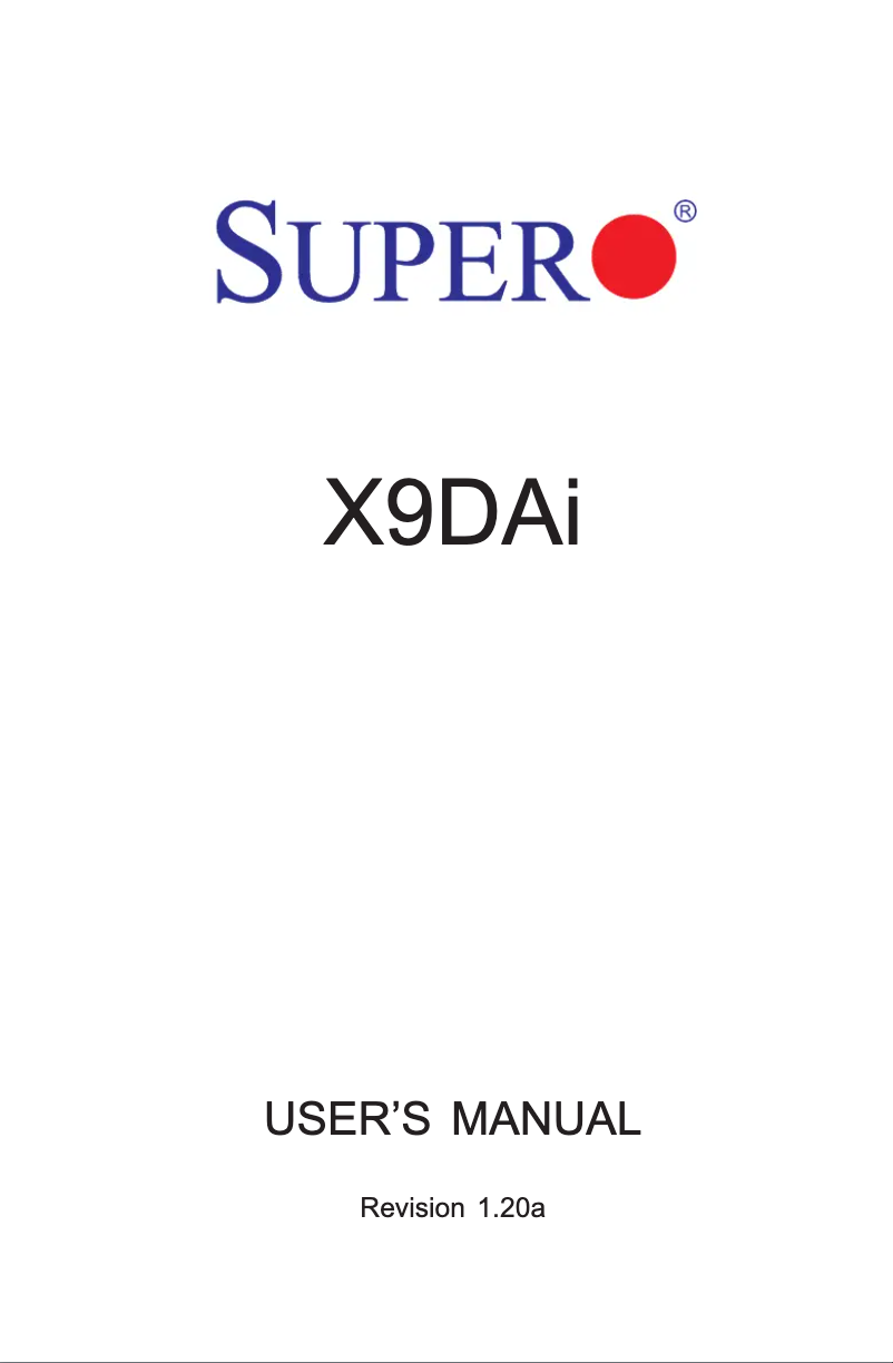 Page 1 de la notice Manuel utilisateur Supermicro X9DAi