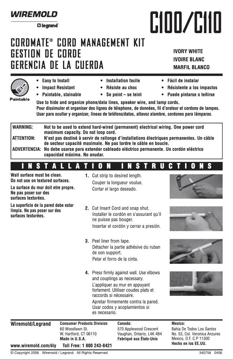 Page 1 de la notice Manuel utilisateur Legrand CMK10
