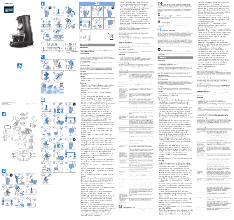 Image de la première page du manuel de l'appareil Senseo Viva Café Eco HD6562