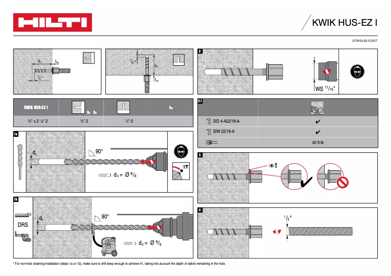 Page 1 de la notice Instructions / montage Hilti KH-EZ I