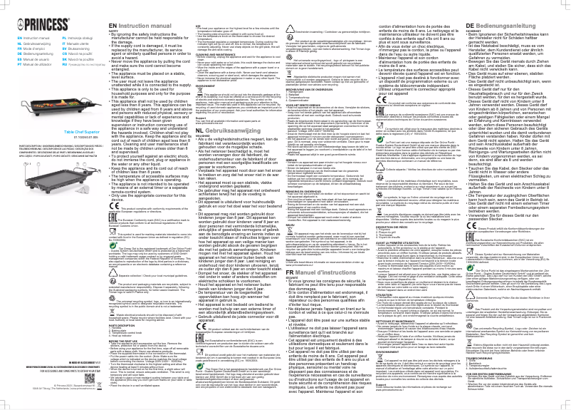 Page n°1 - Manuel utilisateur Princess Table Chef Superior Classic 102240