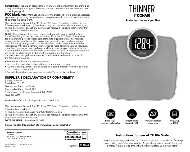 Image de la première page du manuel de l'appareil Thinner TH106