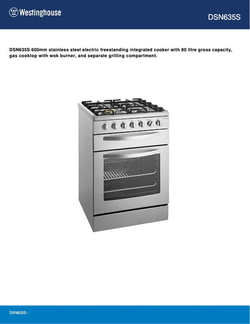 Page n°1 - Manuel utilisateur Westinghouse DSN635S