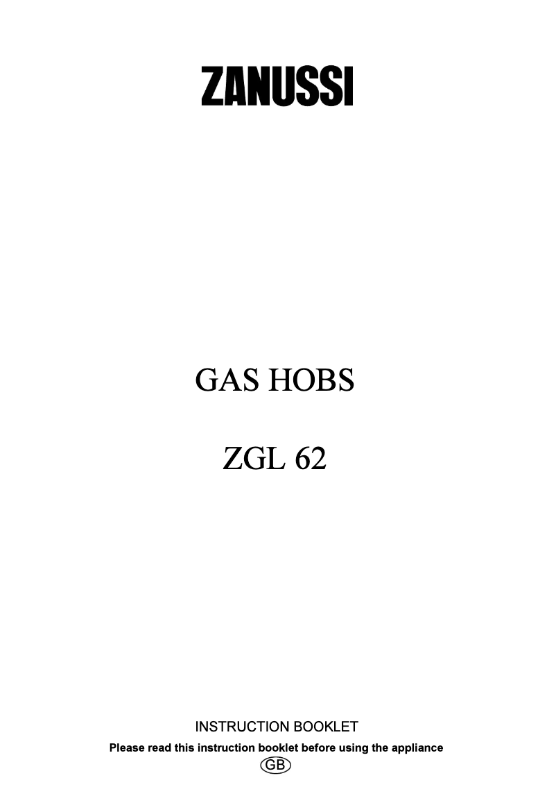 Page 1 de la notice Manuel utilisateur Zanussi ZGL62IN