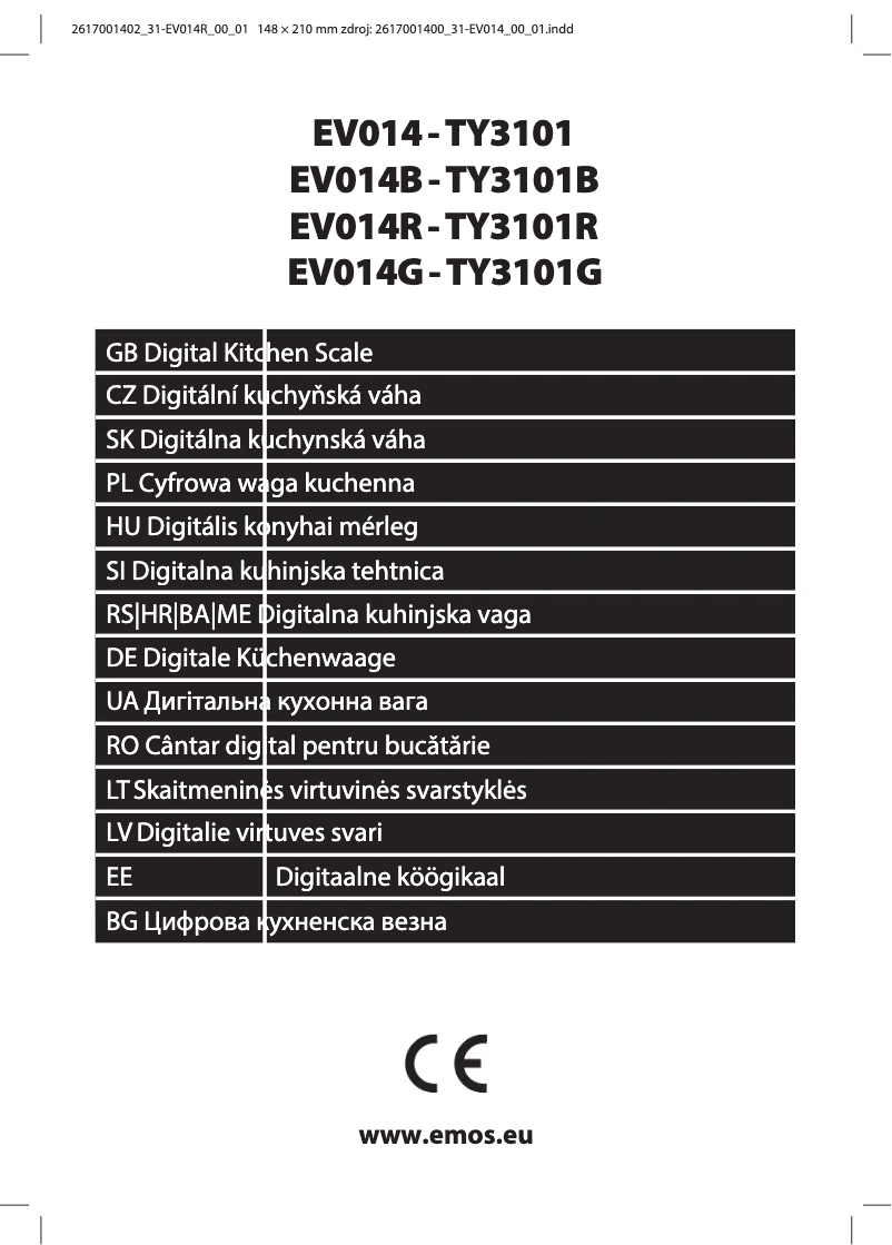 Imagen de la primera página del manual del dispositivo EV014R