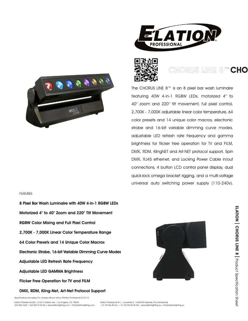 Image de la première page du manuel de l'appareil Chorus Line 8