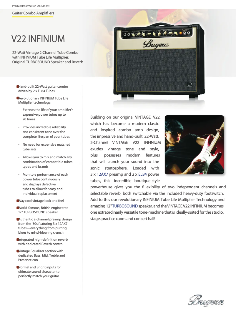 Page n°1 - Fiche technique Bugera V22 Infinium