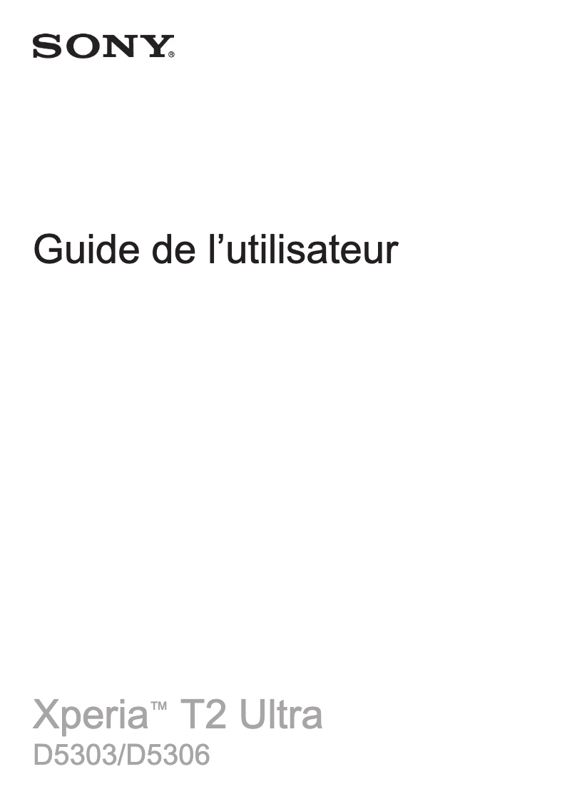 Image de la première page du manuel de l'appareil Xperia T2 Ultra