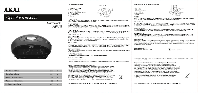 Image de la première page du manuel de l'appareil AR10
