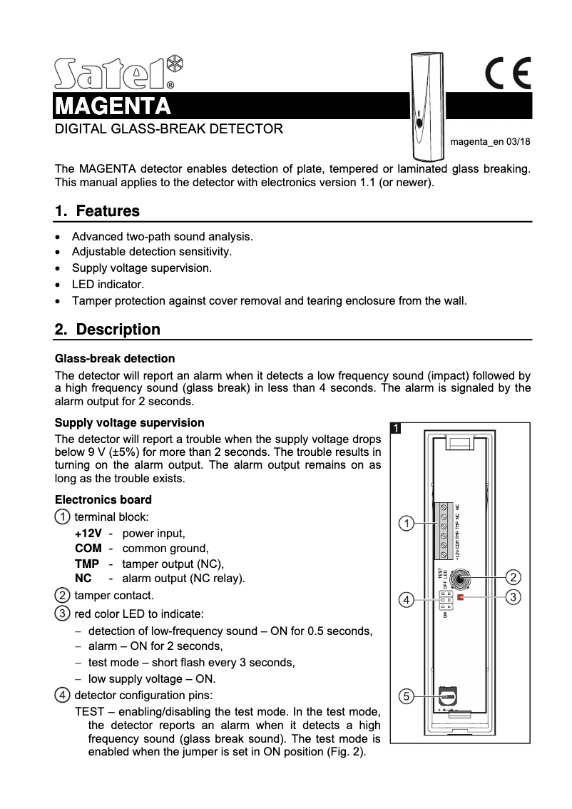 Page n°1 - Manuel utilisateur Satel MAGENTA