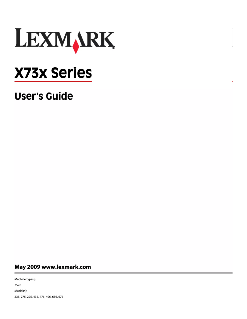 Page 1 de la notice Manuel utilisateur Lexmark X738DE