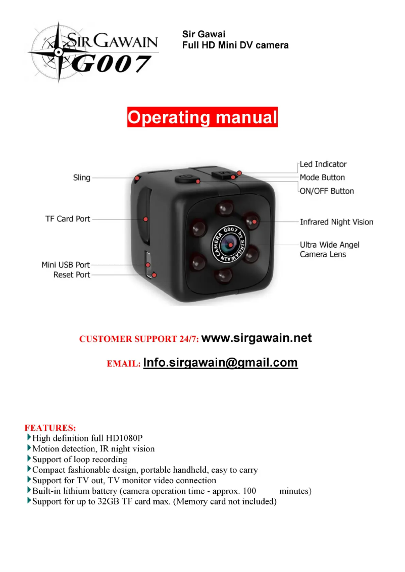 Page n°1 - Manuel utilisateur Sir Gawain G007