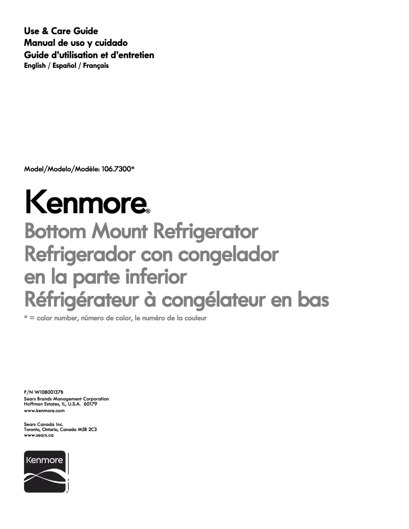 Page 1 de la notice Manuel utilisateur Kenmore 106.73002