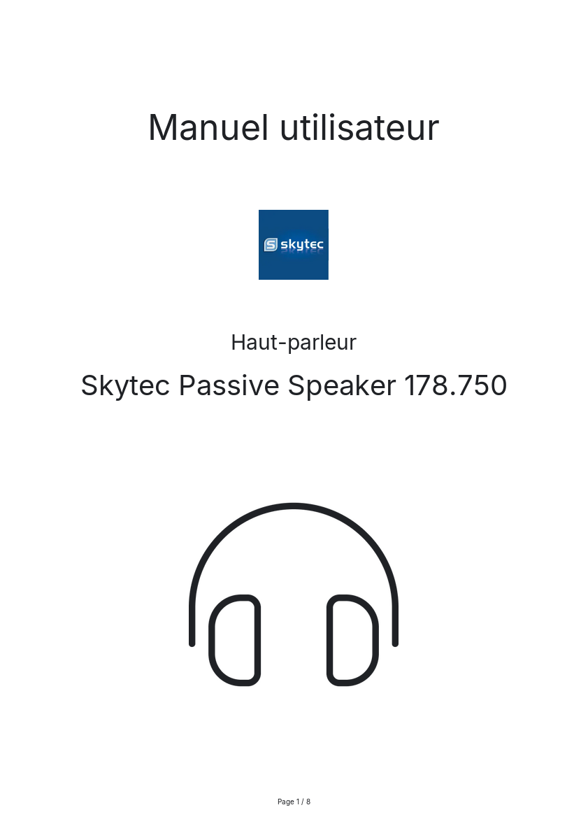 Image de la première page du manuel de l'appareil Passive Speaker 178.750