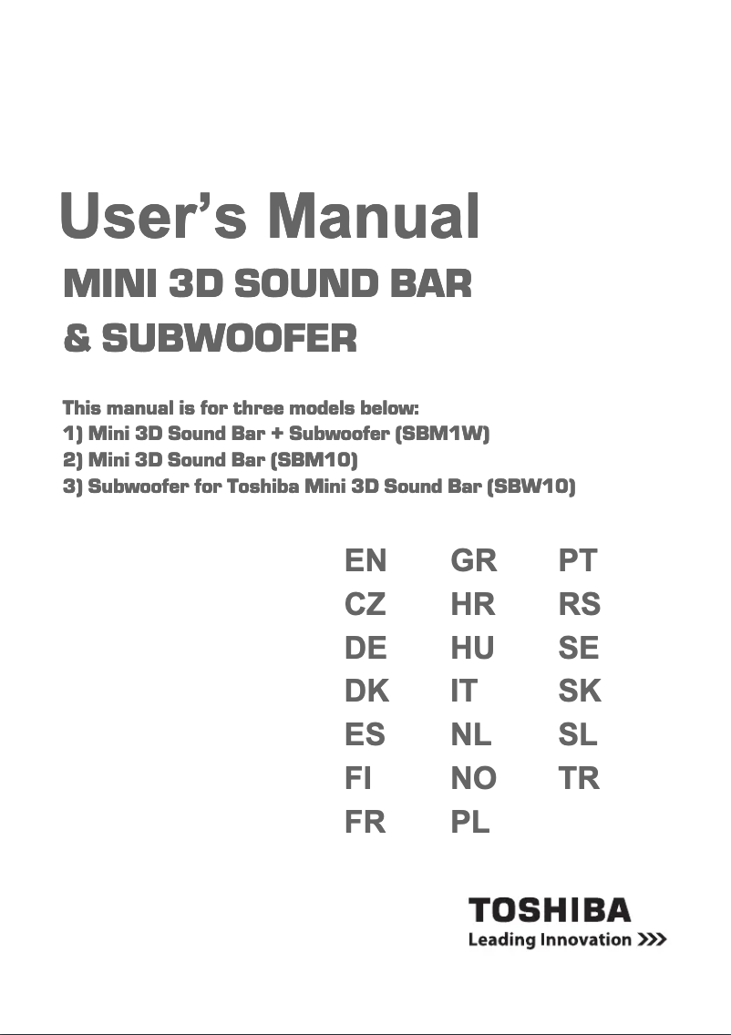 Page n°1 - Manuel utilisateur Toshiba SBW10