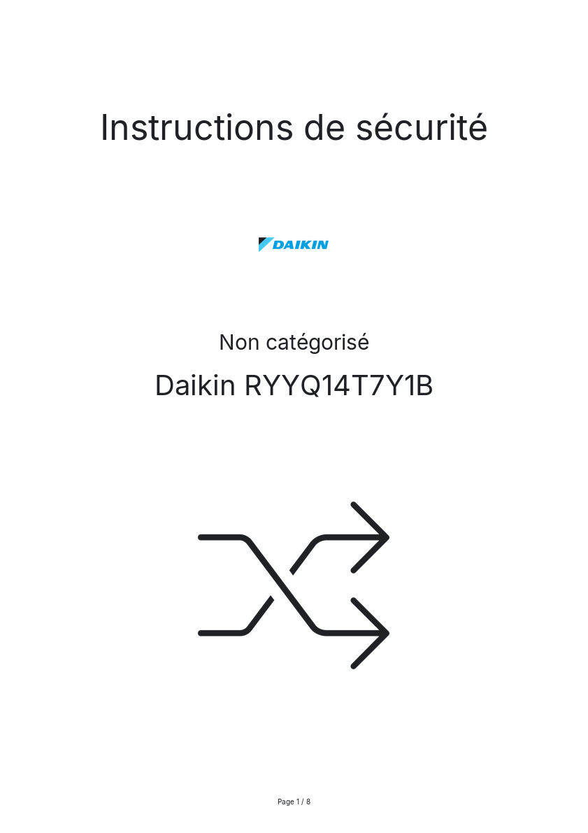 Page n°1 - Instructions de sécurité Daikin RYYQ14T7Y1B