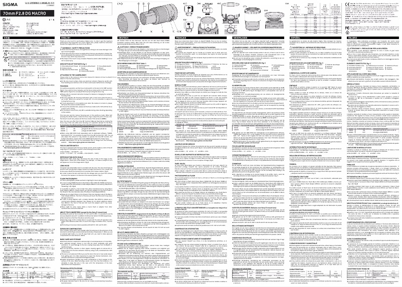 Page 1 de la notice Manuel utilisateur Sigma 70mm f/2.8 DG Macro Art Sony E