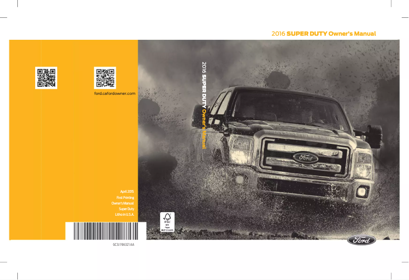 Page n°1 - Manuel utilisateur Ford F-250 (2016)