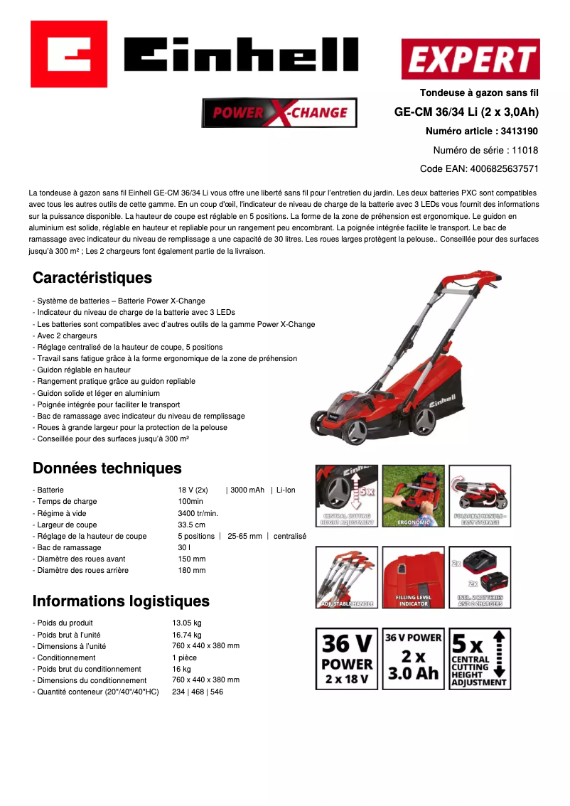 Image de la première page du manuel de l'appareil GE-CM 36/34 Li