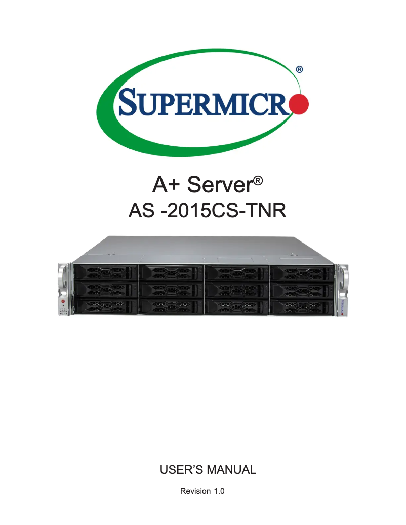 Page 1 de la notice Manuel utilisateur Supermicro SuperServer AS-2015CS-TNR