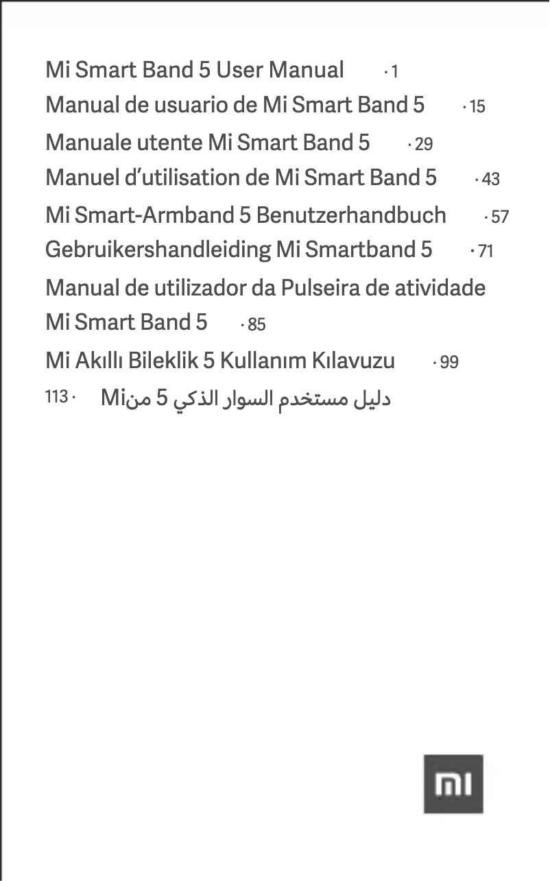 Page n°1 - Manuel utilisateur Xiaomi Mi Smart Band 5