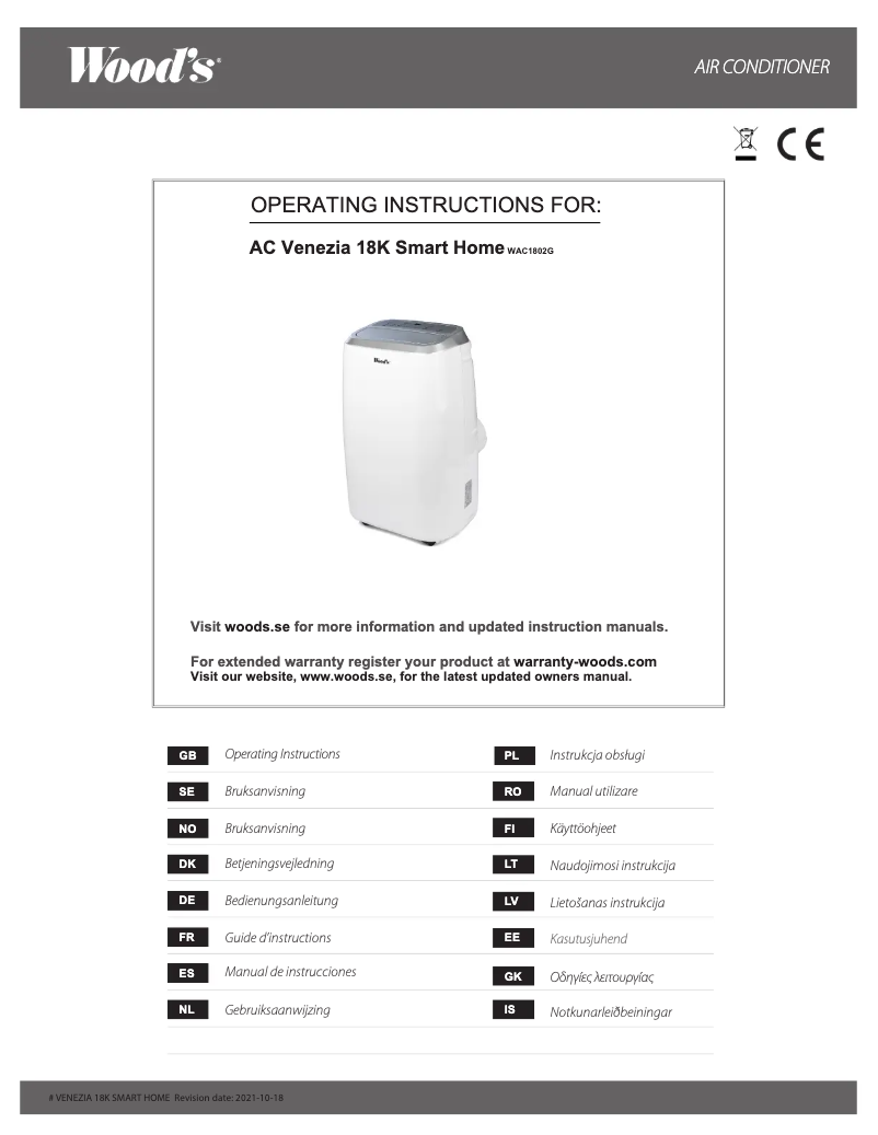 Page n°1 - Manuel utilisateur Wood's AC Venezia 18K