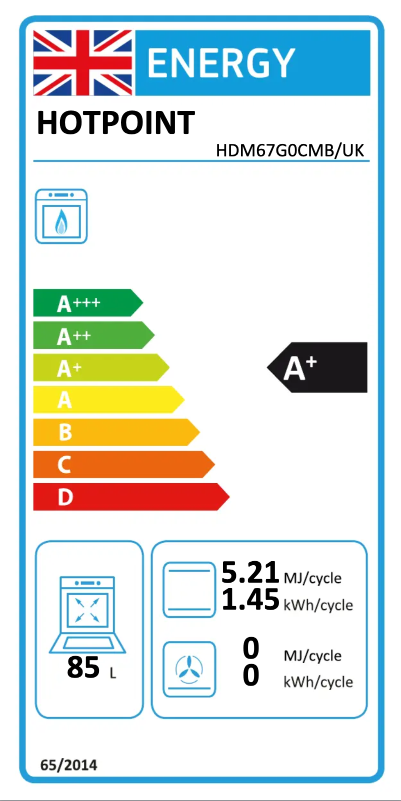Page n°1 - Label énergétique Hotpoint HDM67G0CMB/UK