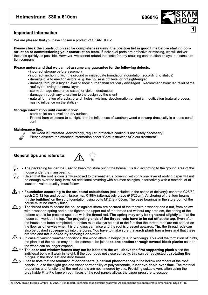 Página 1 del manual Manual de usuario Skan Holz Holmestrand