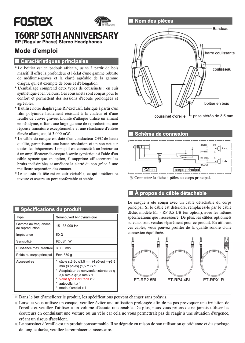 Página 1 del manual Manual de usuario Fostex T60RP 50th Anniversary
