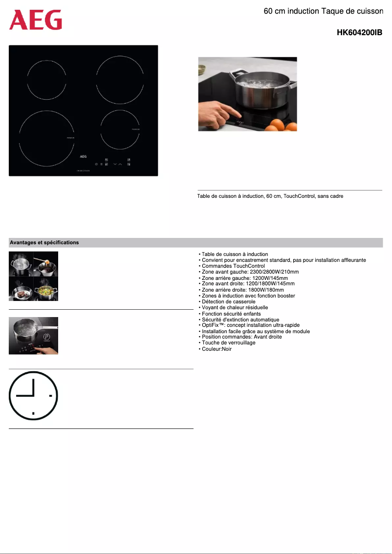 Page n°1 - Fiche technique AEG HK604200IB