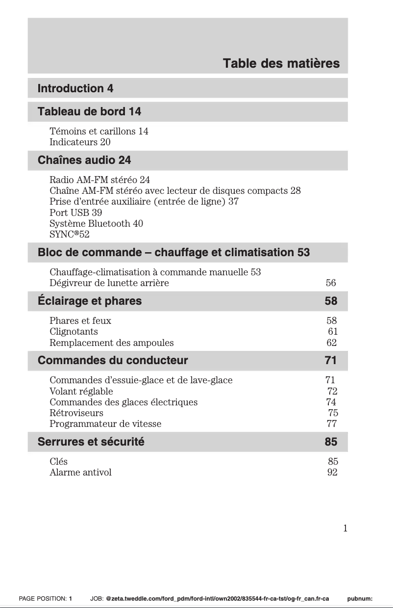 Page n°1 - Manuel utilisateur Ford Transit Connect (2012)