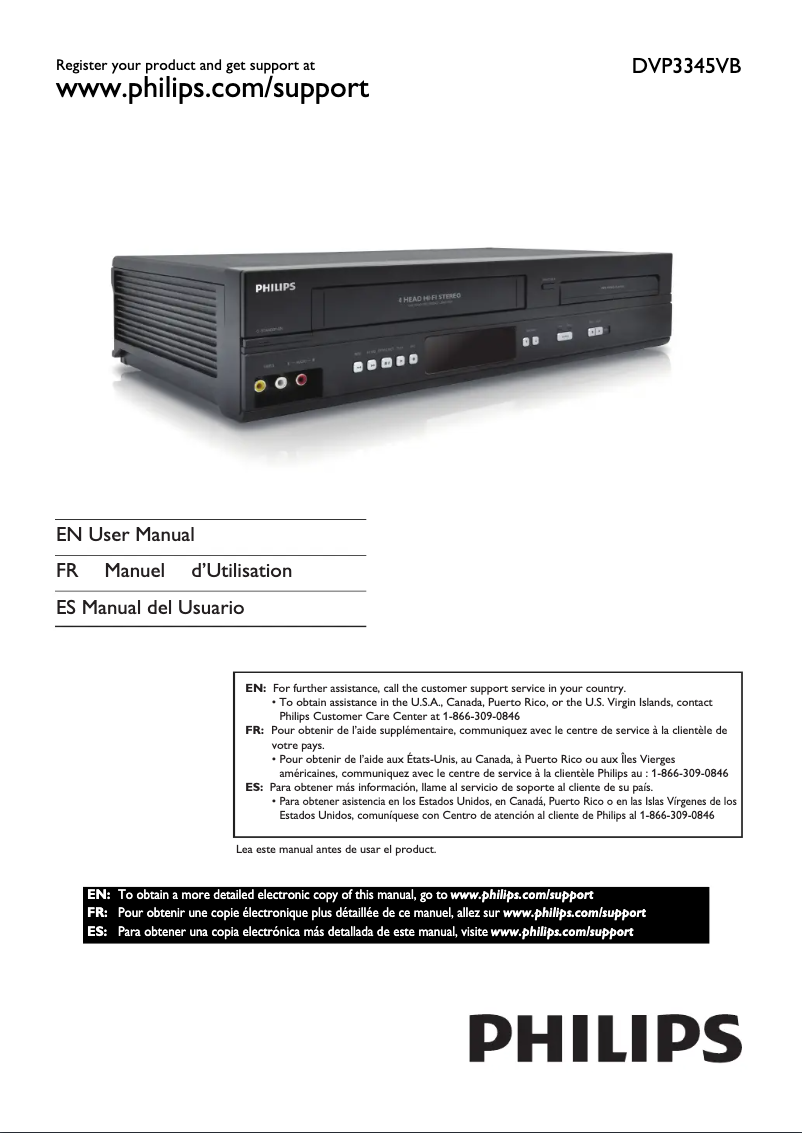 Page 1 de la notice Manuel utilisateur Philips DVP3345VB